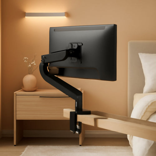 32 Inch Gas Spring Monitor Arm With Clamp VESA Black-0