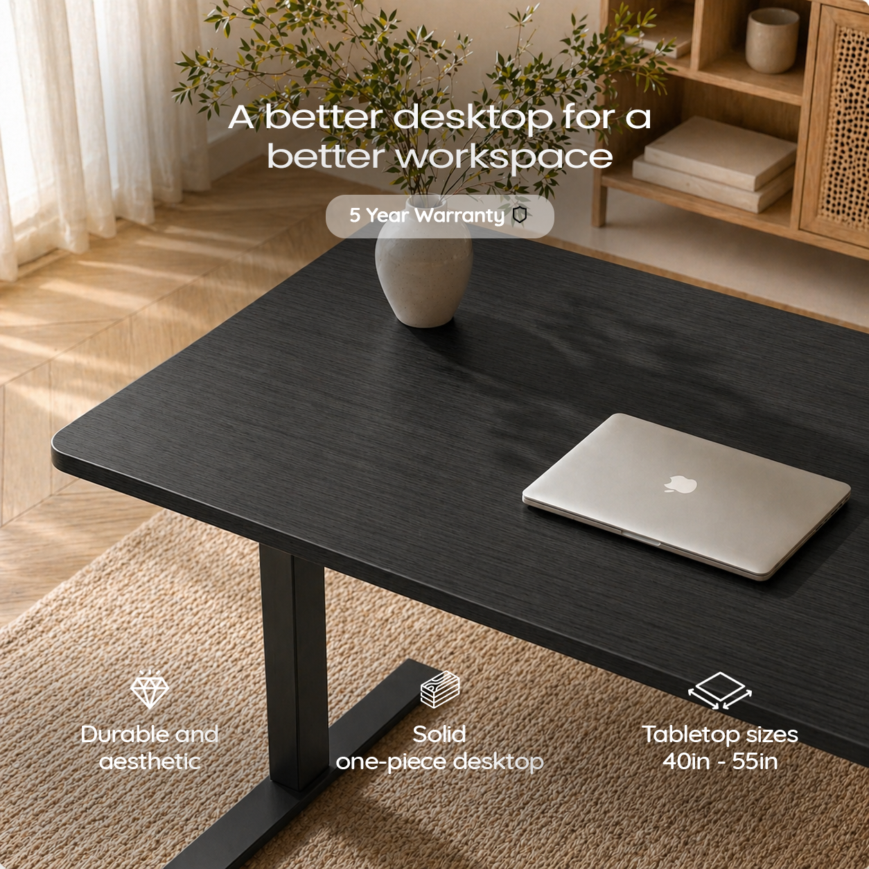 Ergonist Rise Standing Desk - 55"  - Black