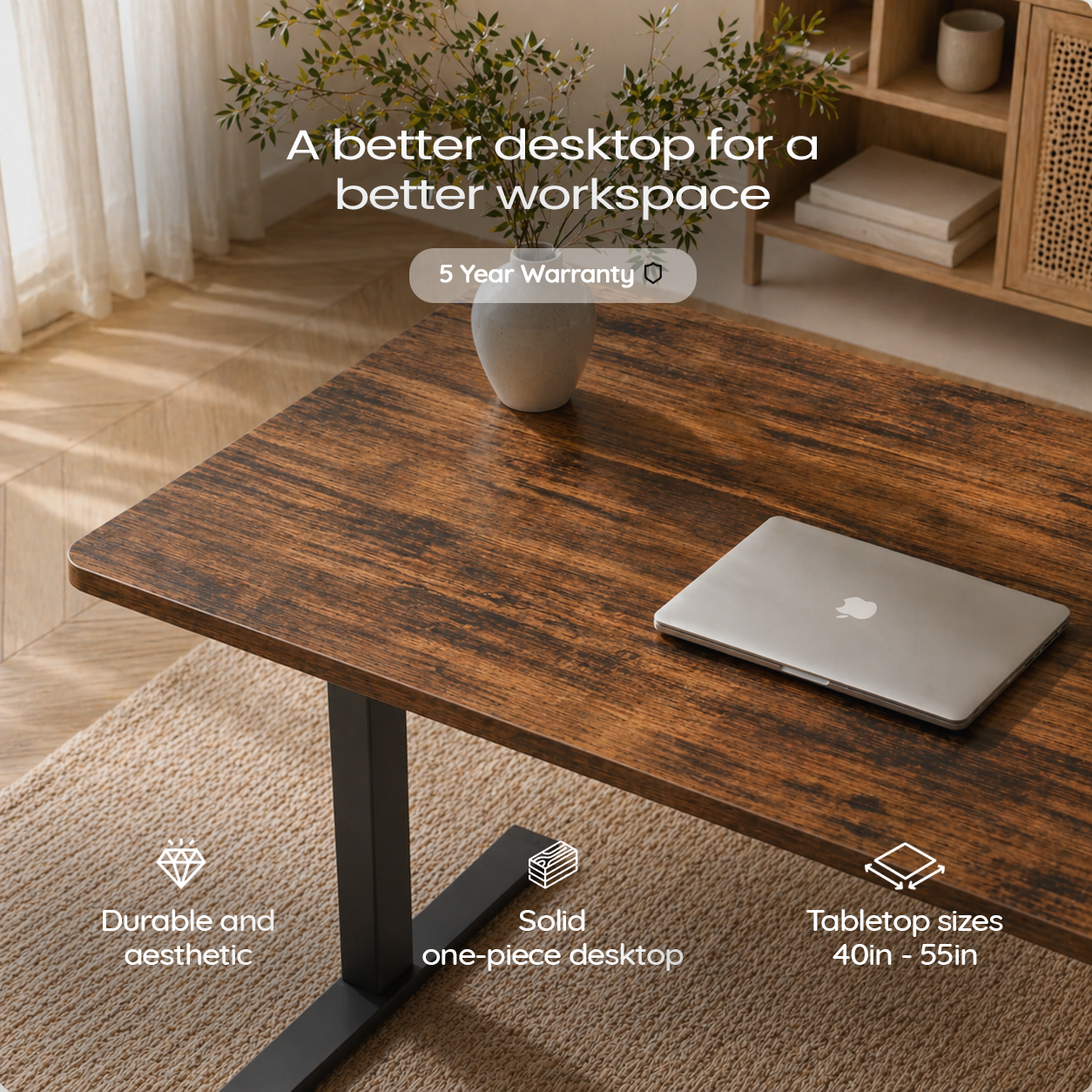 Ergonist Rise Standing Desk - 55" - Rustic