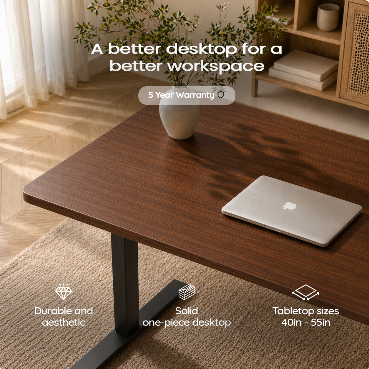 Ergonist Rise Standing Desk - 55" - Walnut