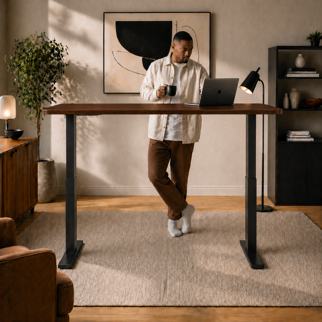 Ergonist Rise Standing Desk - 55" - Walnut